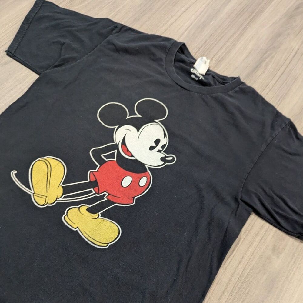 Vintage Disney Men's Mickey Mouse Graphic Short Sleeve T-Shirt Black Size M